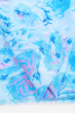 Carraig Donn Watercolour Rose Scarf in Blue