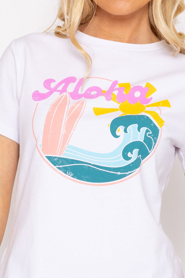 Carraig Donn White Aloha Cotton T-Shirt