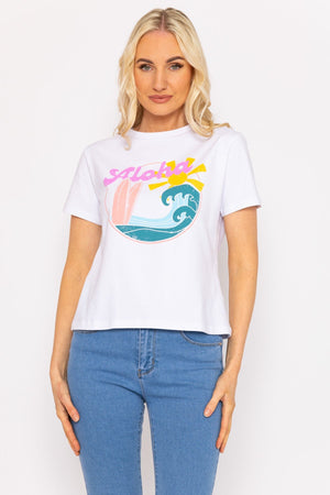 Carraig Donn White Aloha Cotton T-Shirt