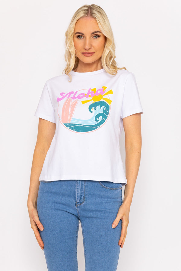 Carraig Donn White Aloha Cotton T-Shirt