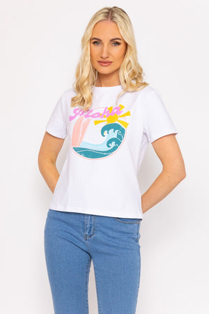 Carraig Donn White Aloha Cotton T-Shirt