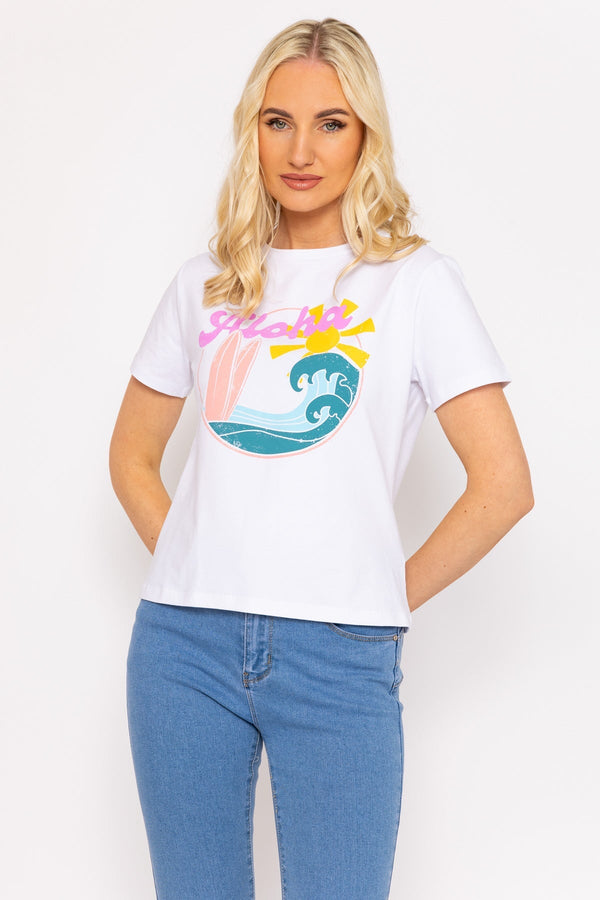 Carraig Donn White Aloha Cotton T-Shirt
