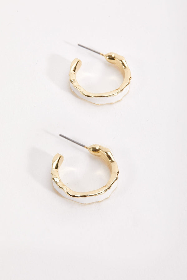Carraig Donn White and Gold Hoop Earrings