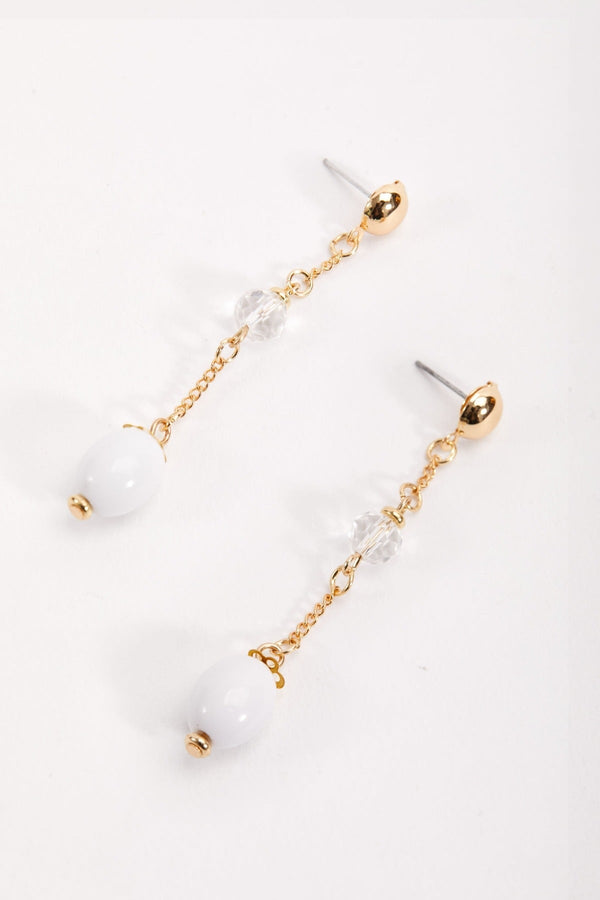 Carraig Donn White Beaded Drop Earrings