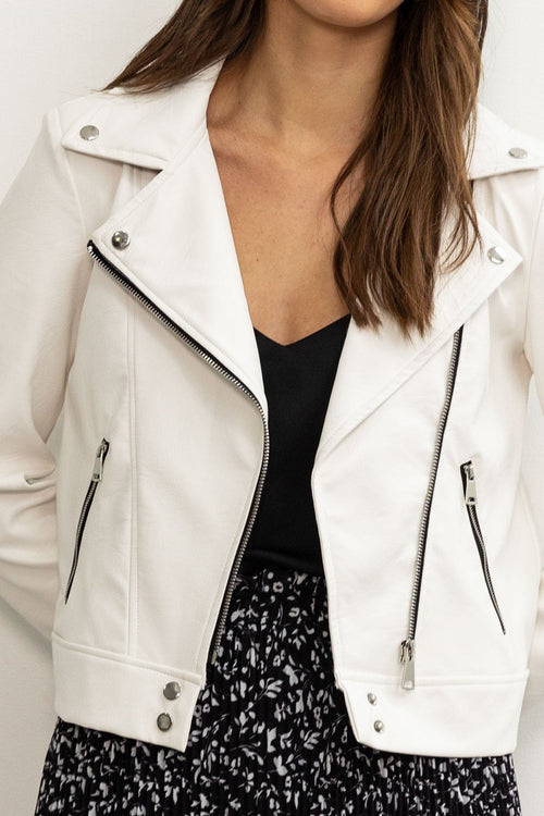 Carraig Donn White Biker Jacket