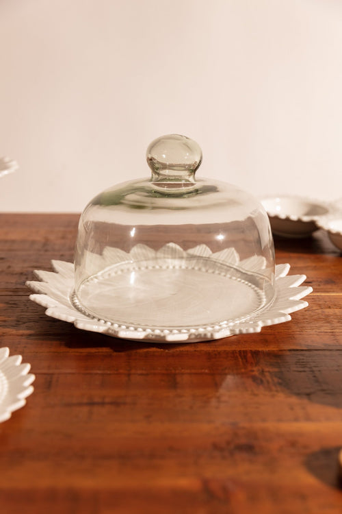 White Ceramic & Glass Cake Dome