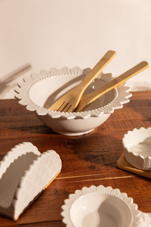 Carraig Donn White Ceramic Salad Bowl Serving Set
