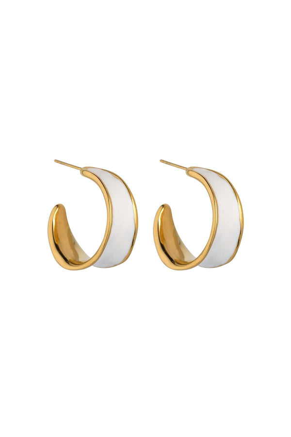 Carraig Donn White Enamel Hoop Earrings