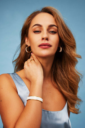 Carraig Donn White Enamel Hoop Earrings