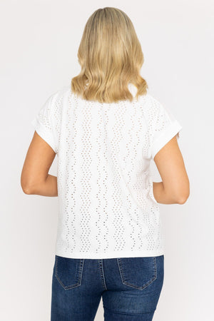 Carraig Donn White Jersey Top With Contrast Fabric