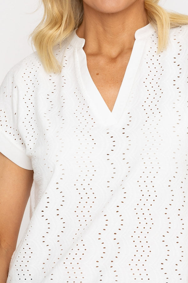 Carraig Donn White Jersey Top With Contrast Fabric
