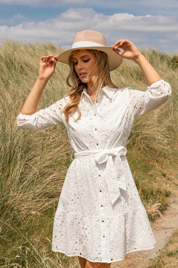 Carraig Donn White Short Broderie Dress
