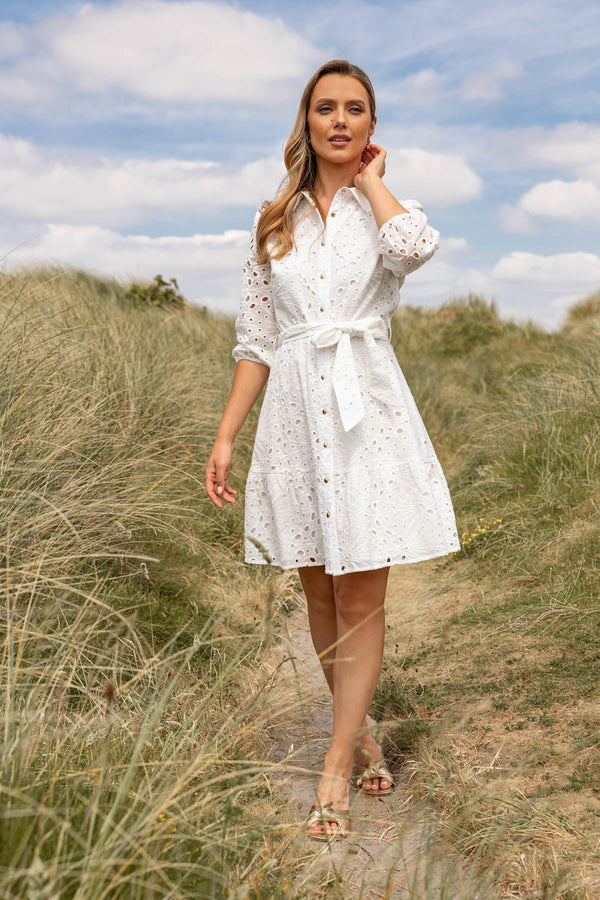 Carraig Donn White Short Broderie Dress