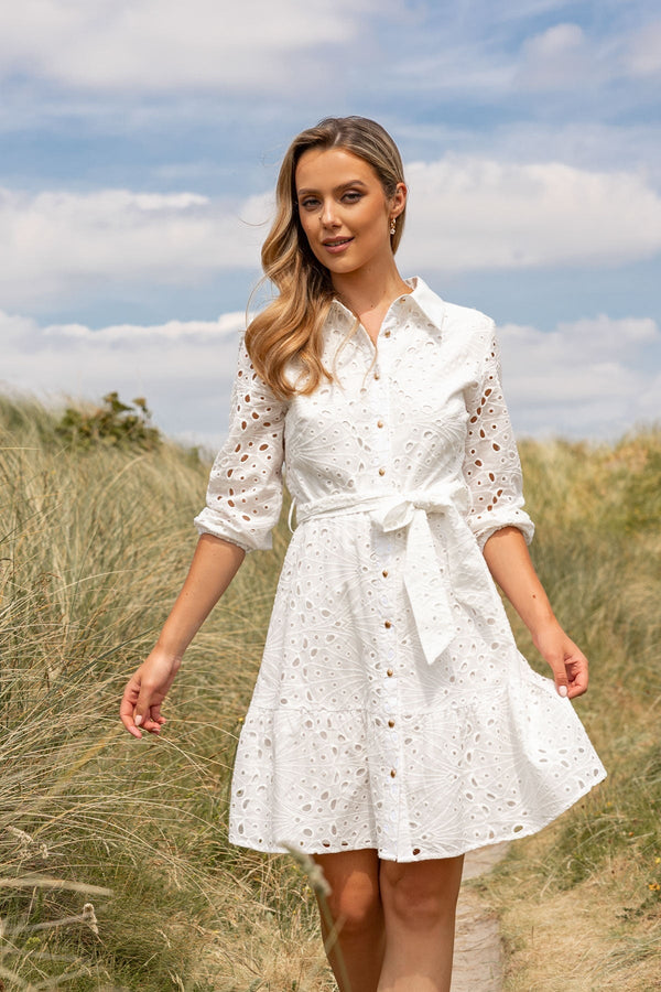 Carraig Donn White Short Broderie Dress