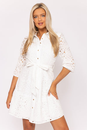 Carraig Donn White Short Broderie Dress