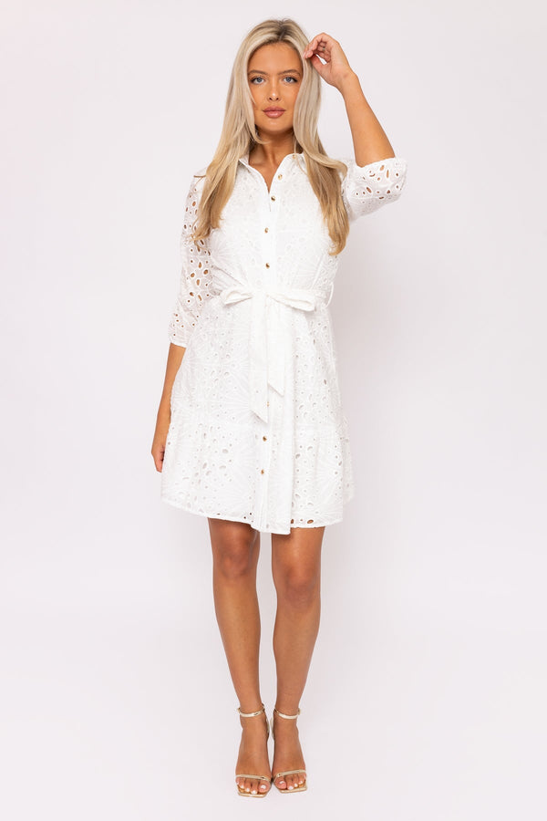 Carraig Donn White Short Broderie Dress