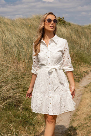Carraig Donn White Short Broderie Dress