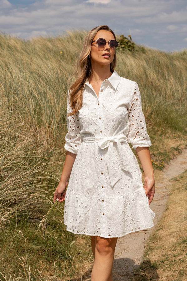 Carraig Donn White Short Broderie Dress
