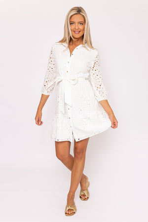 Carraig Donn White Short Broderie Dress