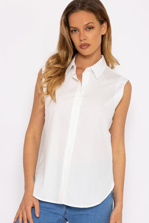 Carraig Donn White Textured Sleeveless Blouse