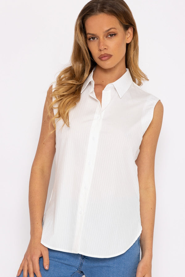 Carraig Donn White Textured Sleeveless Blouse