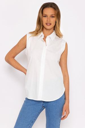 Carraig Donn White Textured Sleeveless Blouse
