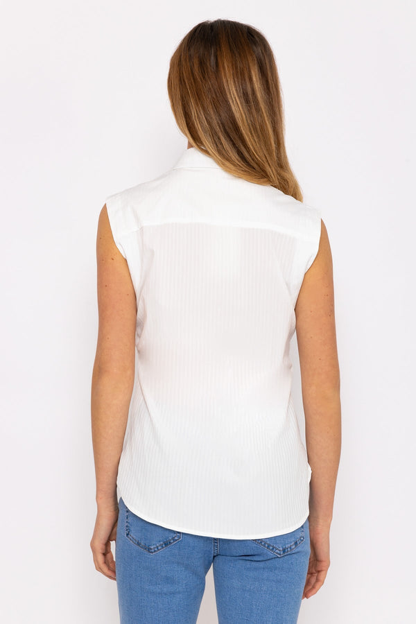 Carraig Donn White Textured Sleeveless Blouse