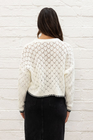 Carraig Donn White Tipped Edge Cardigan