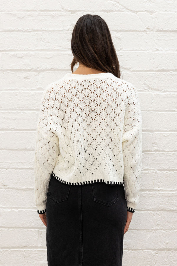 Carraig Donn White Tipped Edge Cardigan