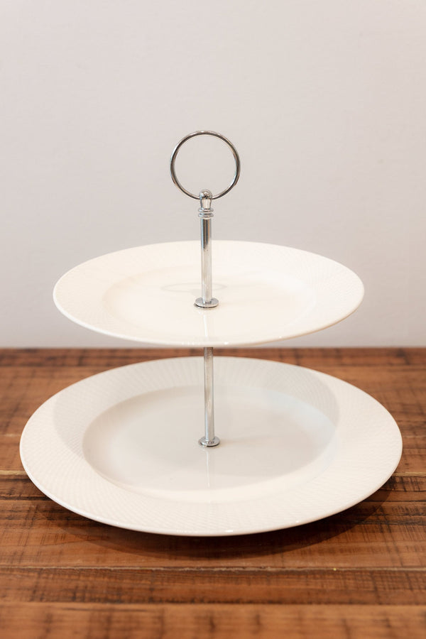 Carraig Donn Whiteware 2 Tier Cake Stand