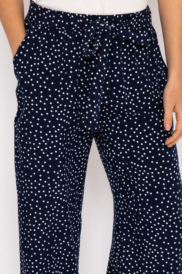 Carraig Donn Wide Leg Navy Polka Dot Trousers