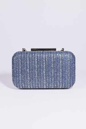 Carraig Donn Woven Metallic Clutch in Navy