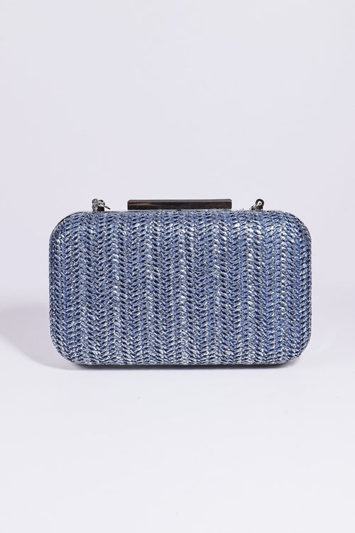 Carraig Donn Woven Metallic Clutch in Navy