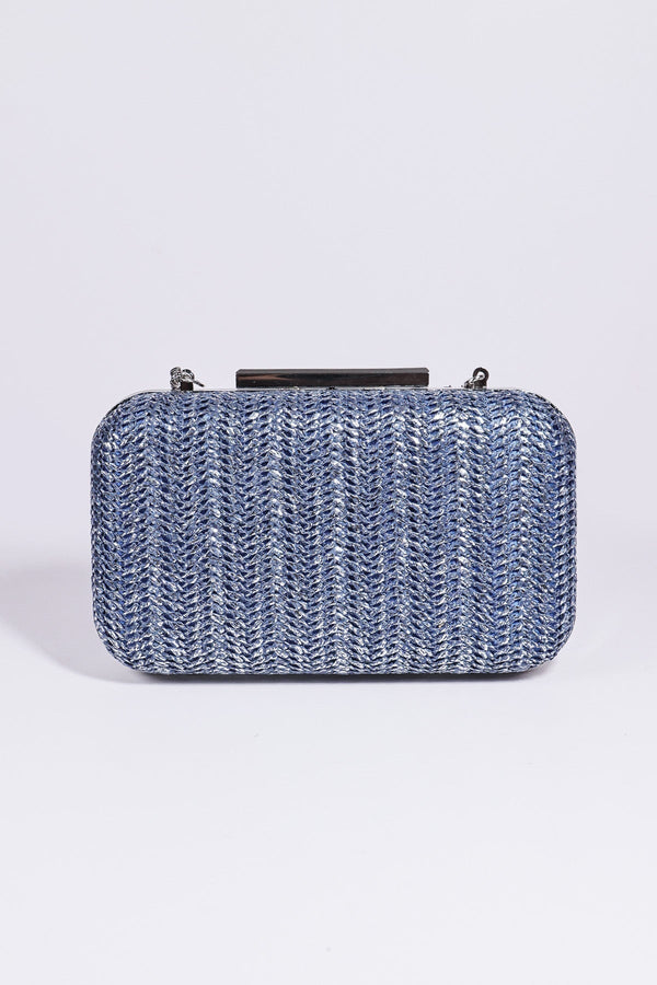 Carraig Donn Woven Metallic Clutch in Navy