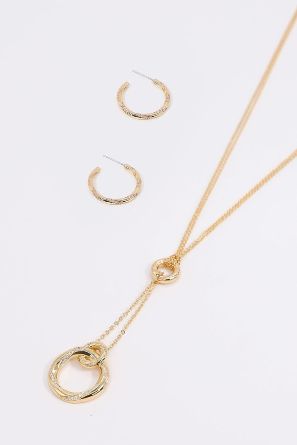 Carraig Donn Wrapped Diamante Necklace in Gold