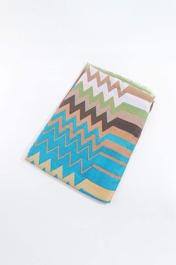 Carraig Donn Zig Zag Print Scarf in Khaki