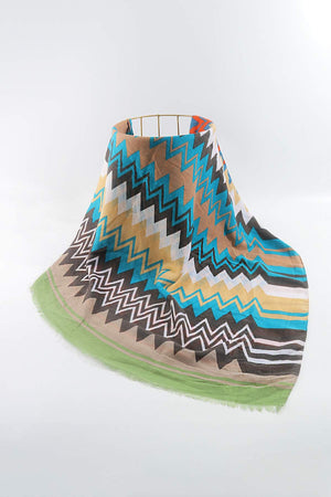 Carraig Donn Zig Zag Print Scarf in Khaki