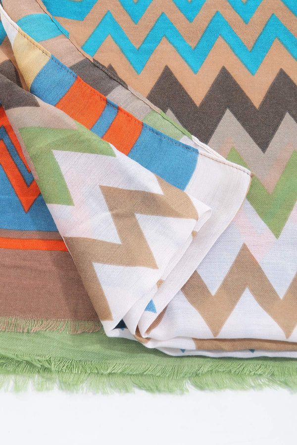 Carraig Donn Zig Zag Print Scarf in Khaki