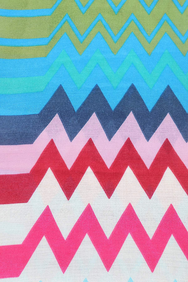 Carraig Donn Zig Zag Print Scarf in Navy