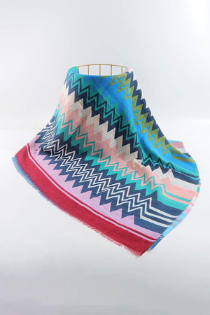 Carraig Donn Zig Zag Print Scarf in Navy