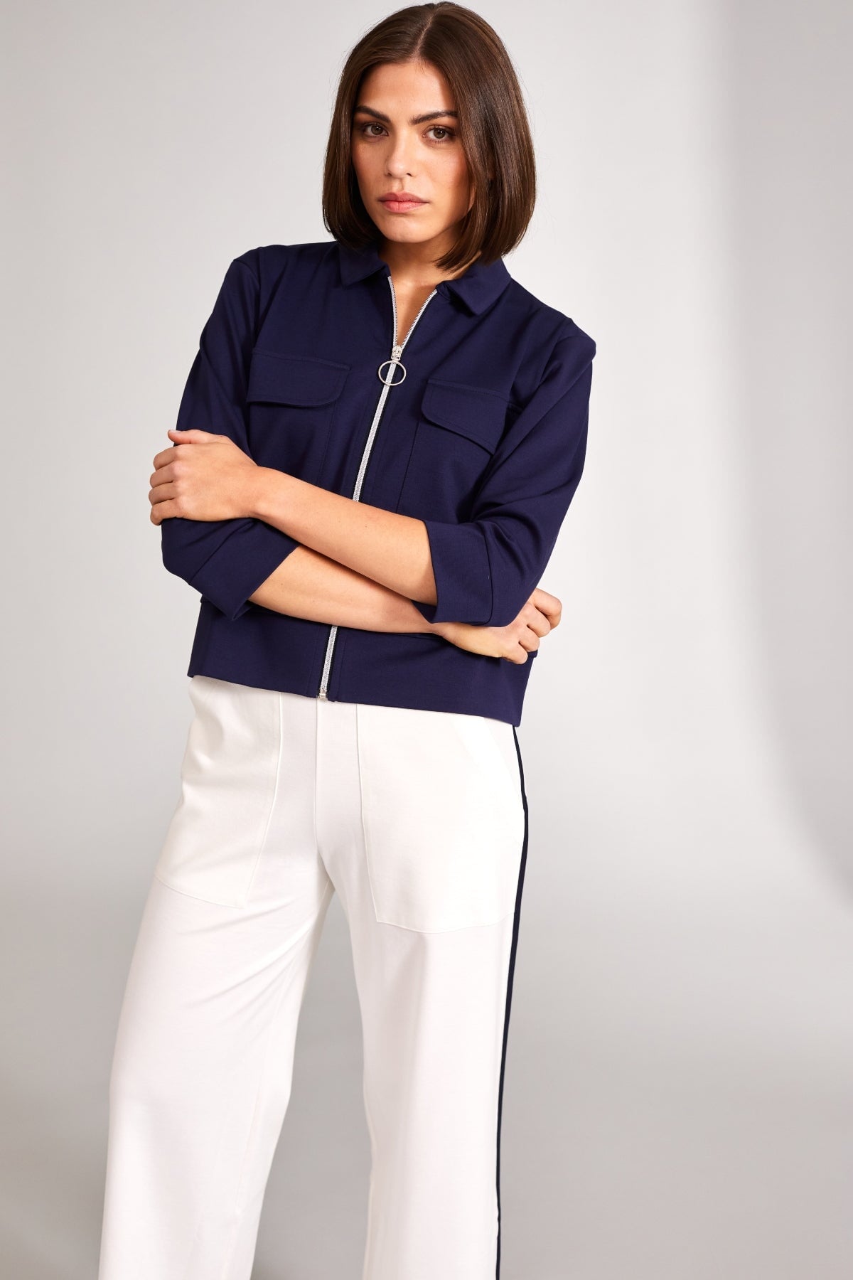 Zip Jacket with Pockets in Navy